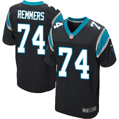 Men's Elite Mike Remmers Nike Jersey Black Home - #74 NFL Carolina Panthers